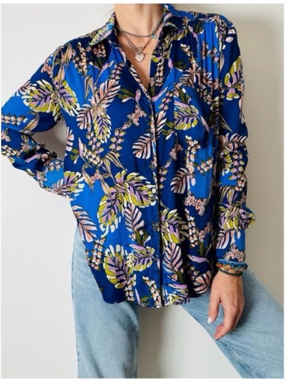 Free People Under The Palms Buttondown- oversized